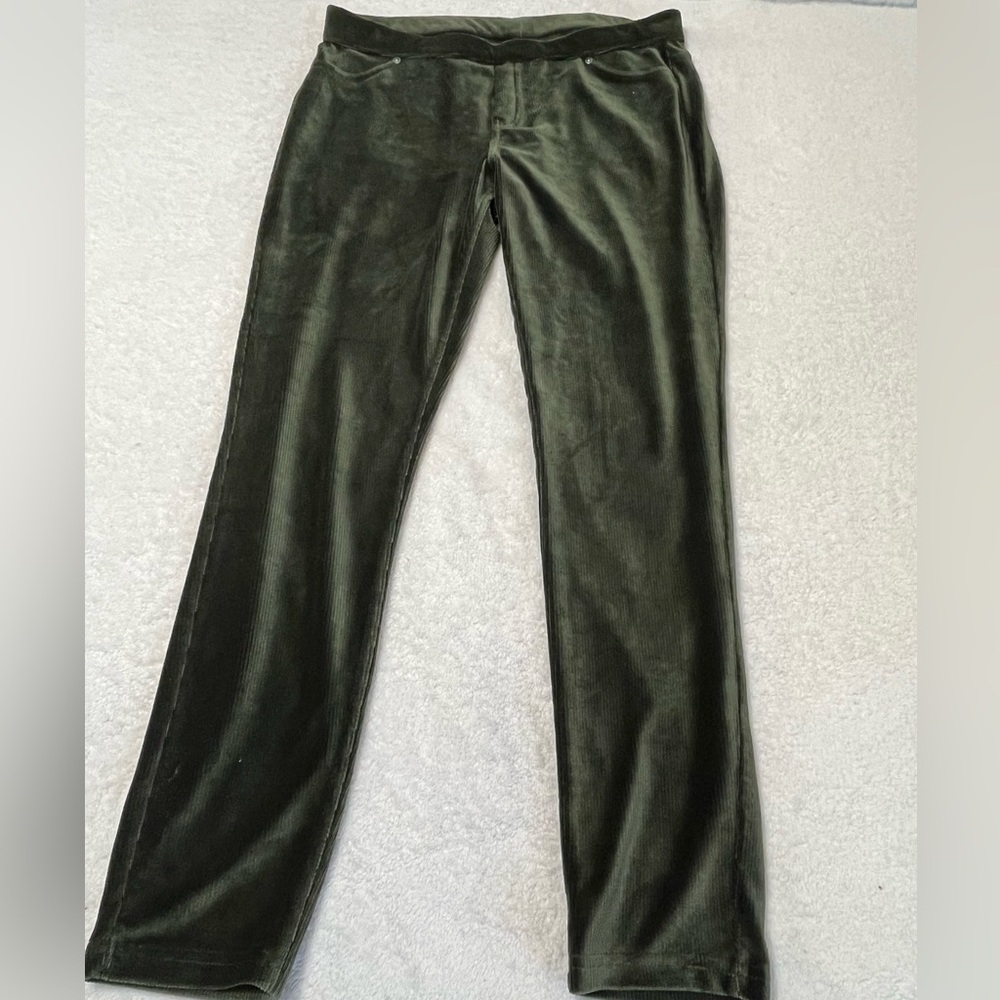 Simply Vera Vera Wang Dk Green Plush Leggings Back Pockets Size L Autumn Vibes